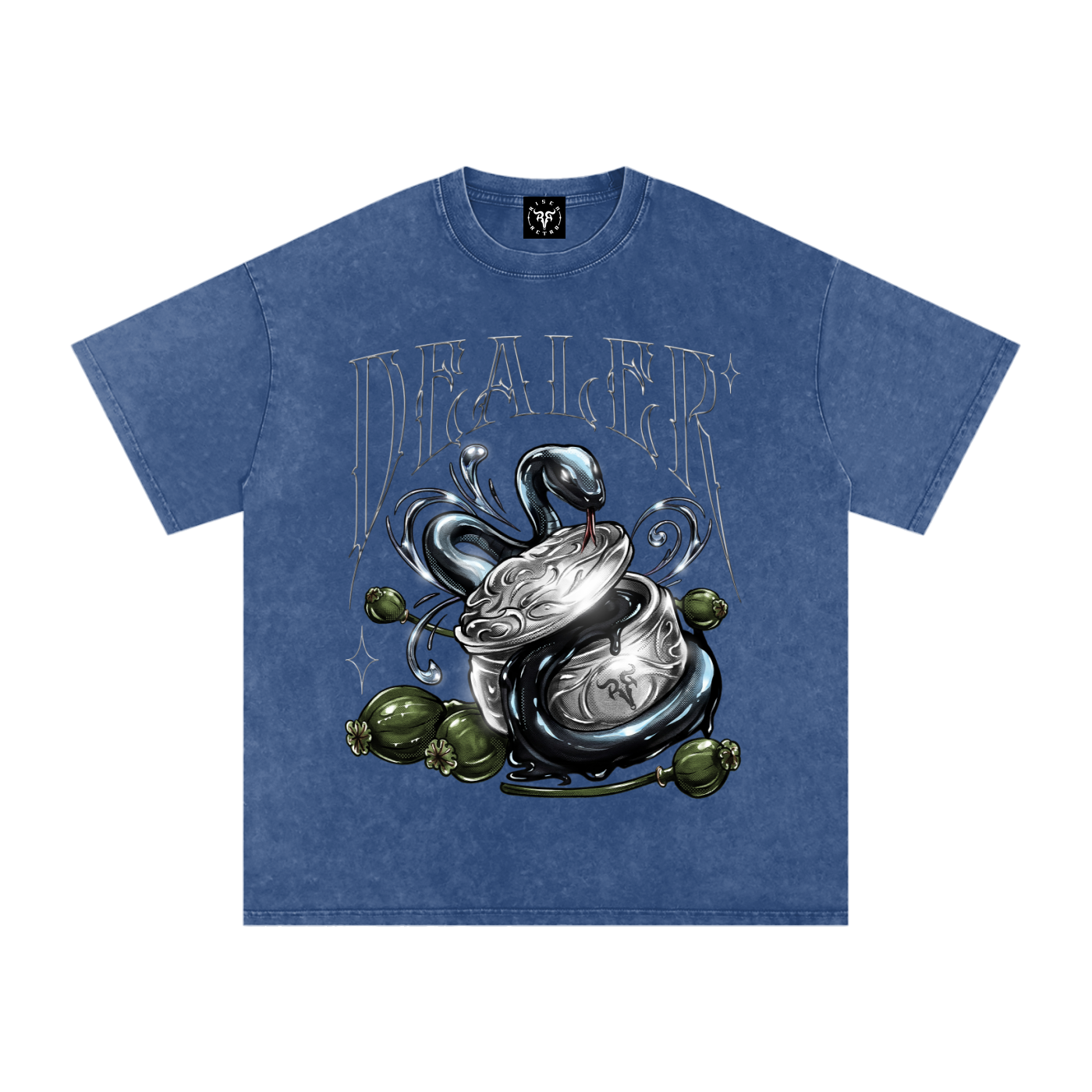 DEALER x RISENRETRO Snow Washed Oversized Cotton T-Shirt