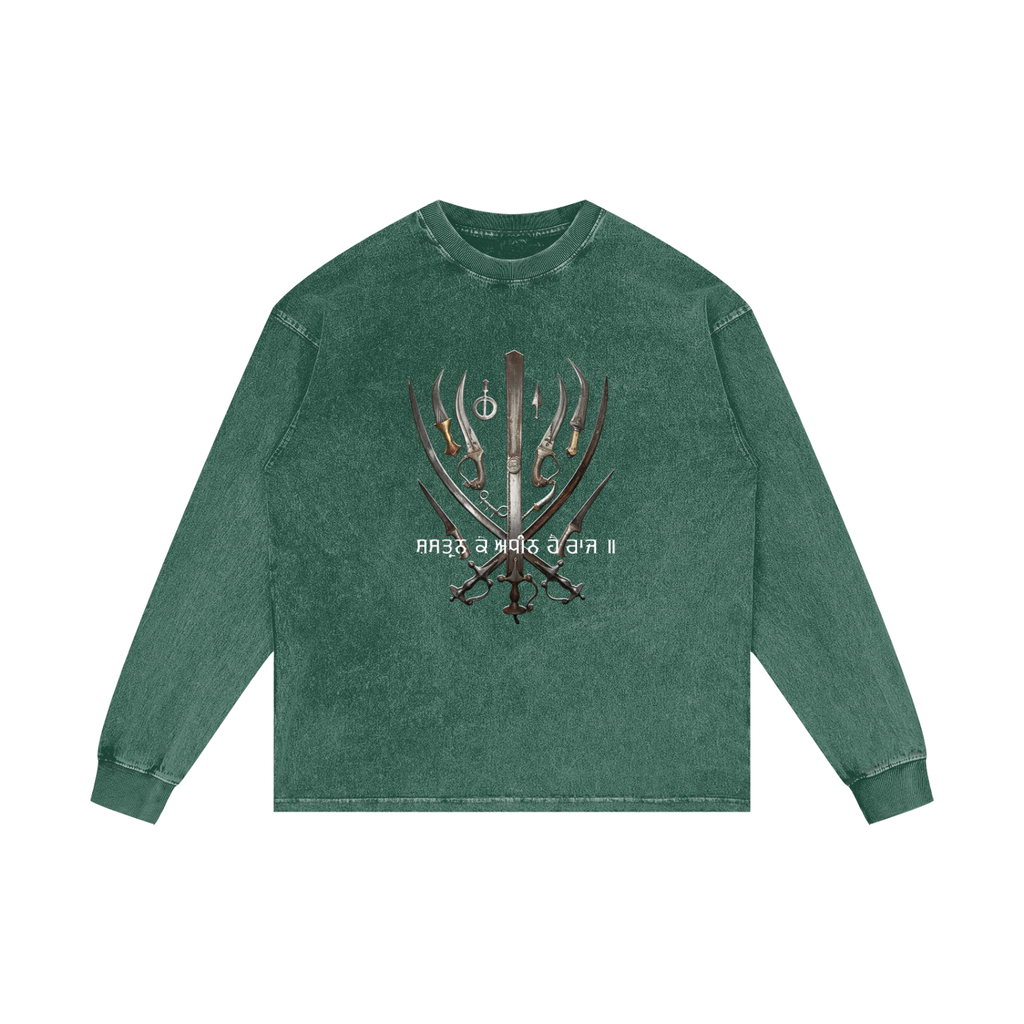 THE KHALSA SPIRIT V2 | RISENRETRO | Acid Wash Oversize Long Sleeve T-Shirt