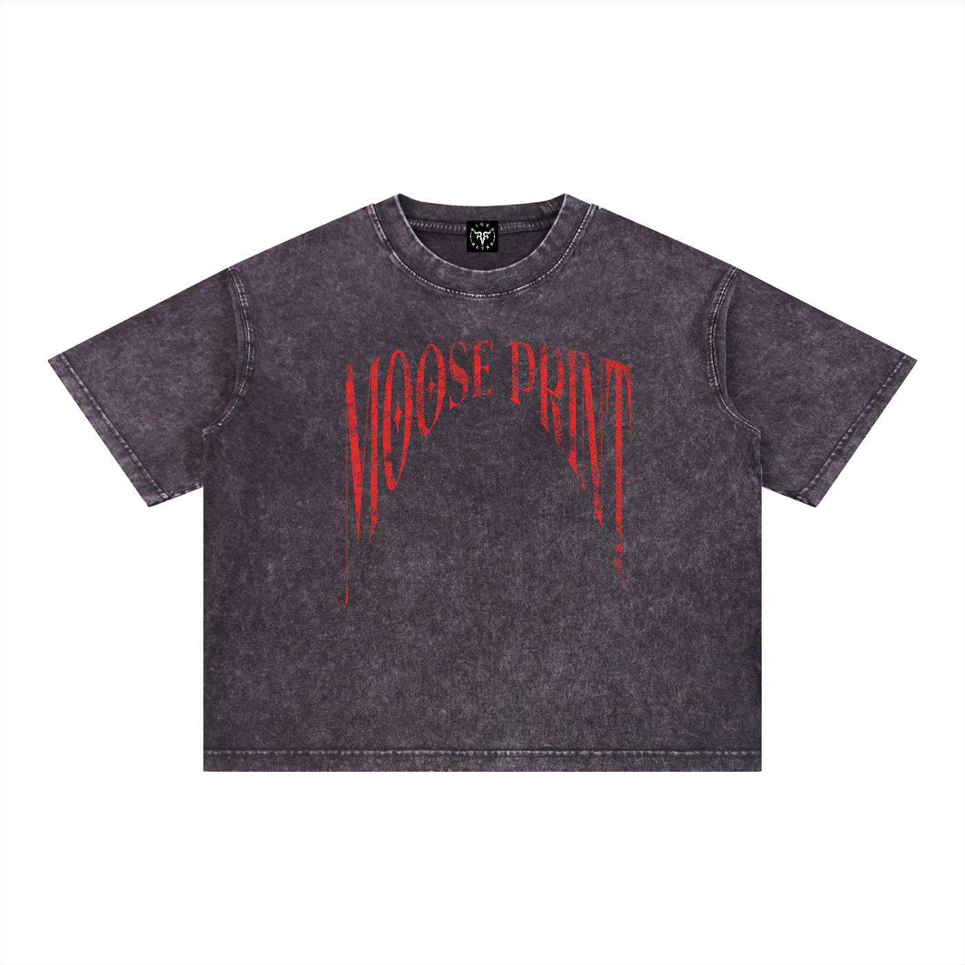 Moose Print S.M.W X RISEN RETRO Wash Boxy Cotton T-Shirt