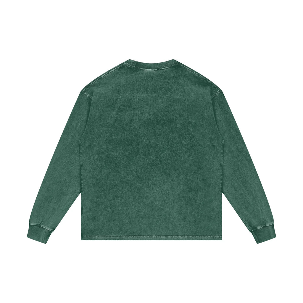 Doberman Rage X Risen Retro Acid Wash Oversize Long Sleeve T-Shirt