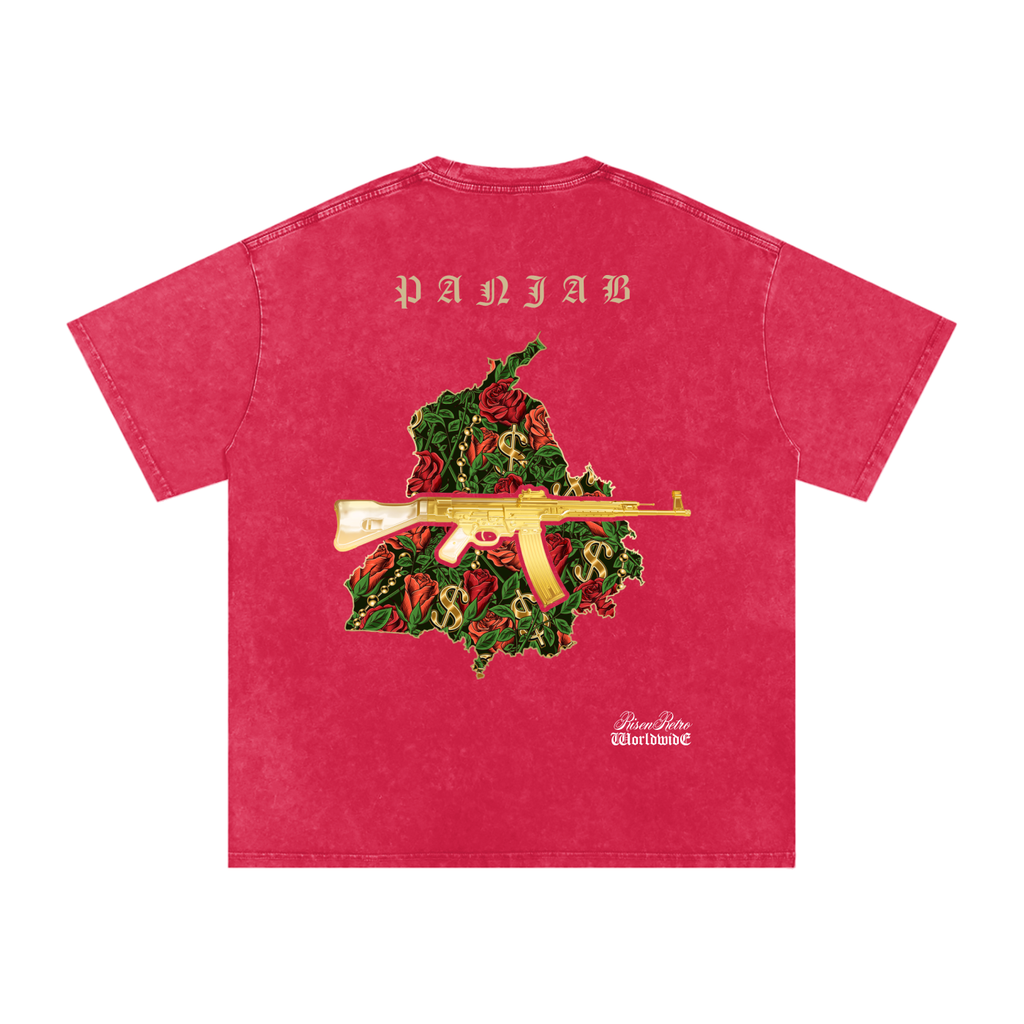 Vintage Panjab v4 X RisenRetro Snow Washed Oversized Cotton T-Shirt