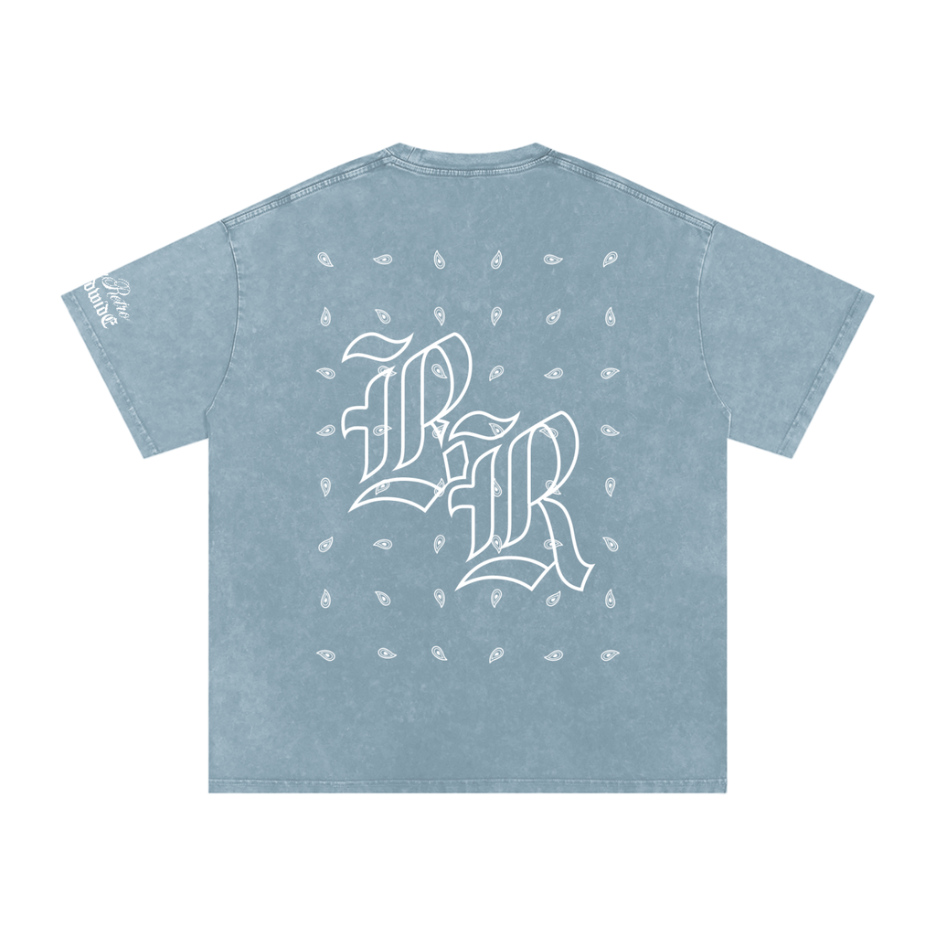 RISENRETRO PAISLEY Snow Washed Oversized Cotton T-Shirt