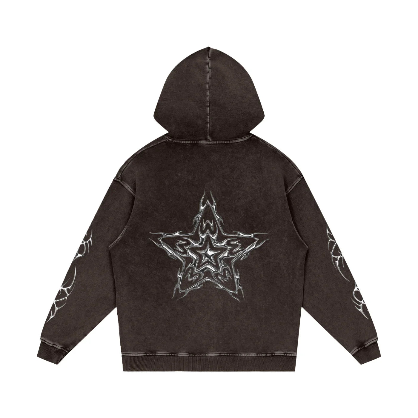 Sweat à capuche ample en coton délavé Liquid Metal Star Snow