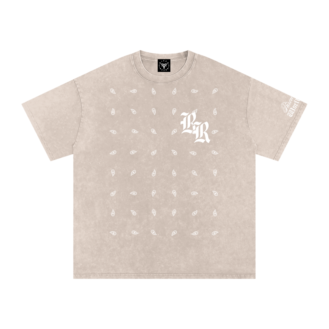RISENRETRO PAISLEY Snow Washed Oversized Cotton T-Shirt