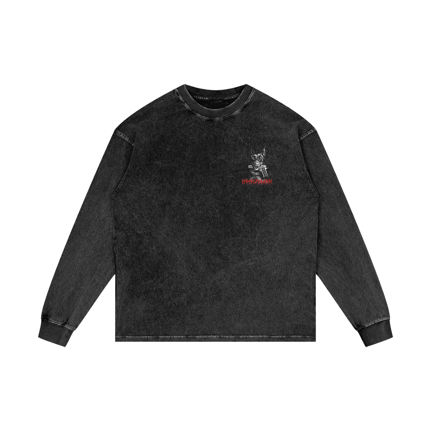 Dobermann X RisenRetro Acid Wash Oversize Long Sleeve T-Shirt