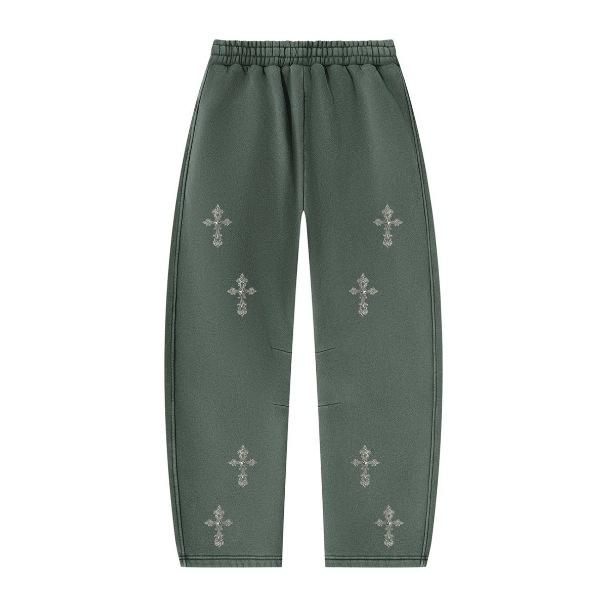 CHROME CROSS | RisenRetro | Unisex Vintage Wash Barrel Leg Fleece Sweatpants
