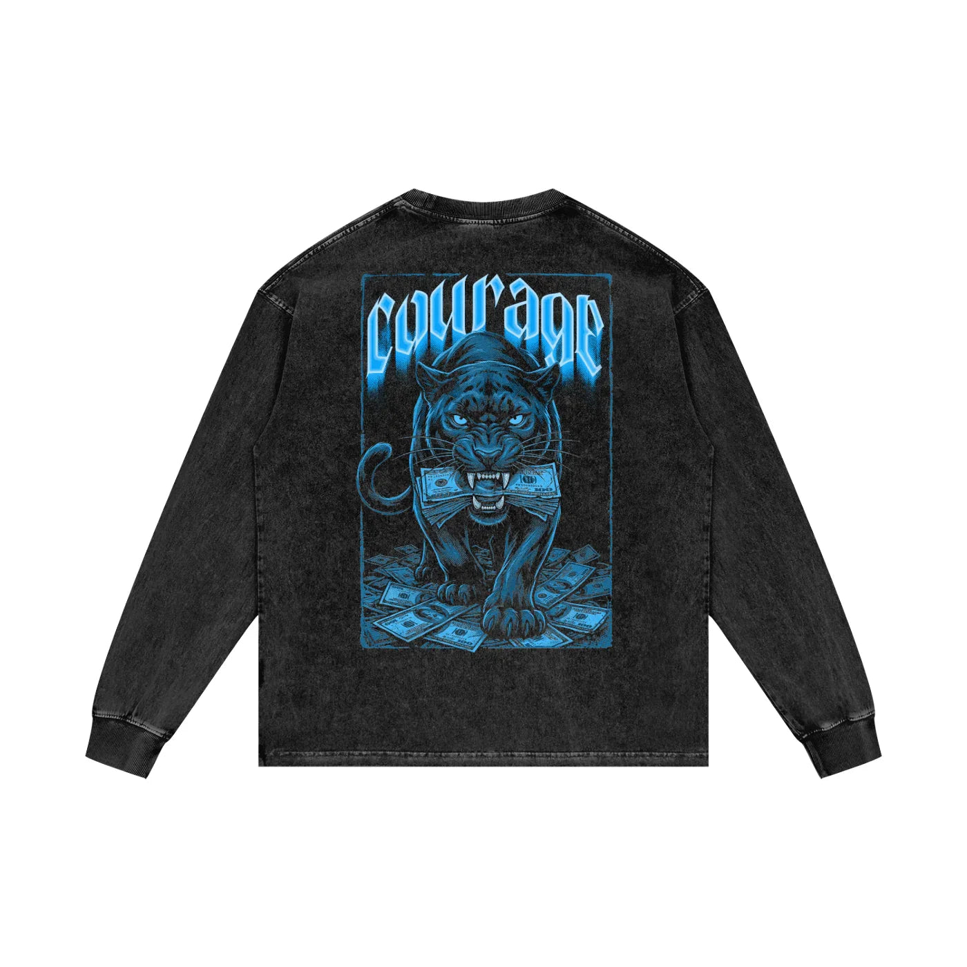 Courage Over Comfort X Risen Retro Acid Wash Oversize Long Sleeve T-Shirt