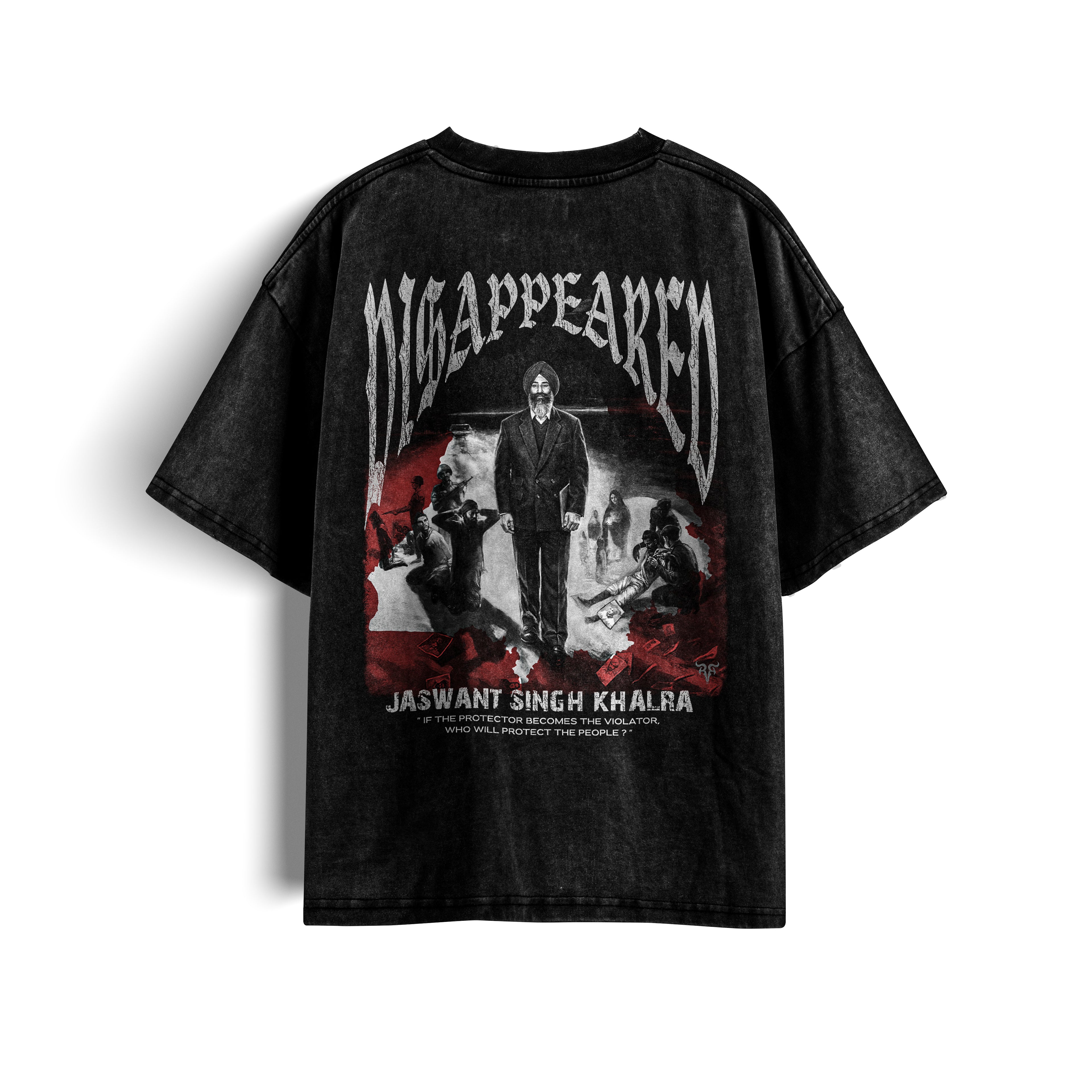 JASWANT SINGH KHALRA DISAPPEARED X  Washed Oversized T-Shirt