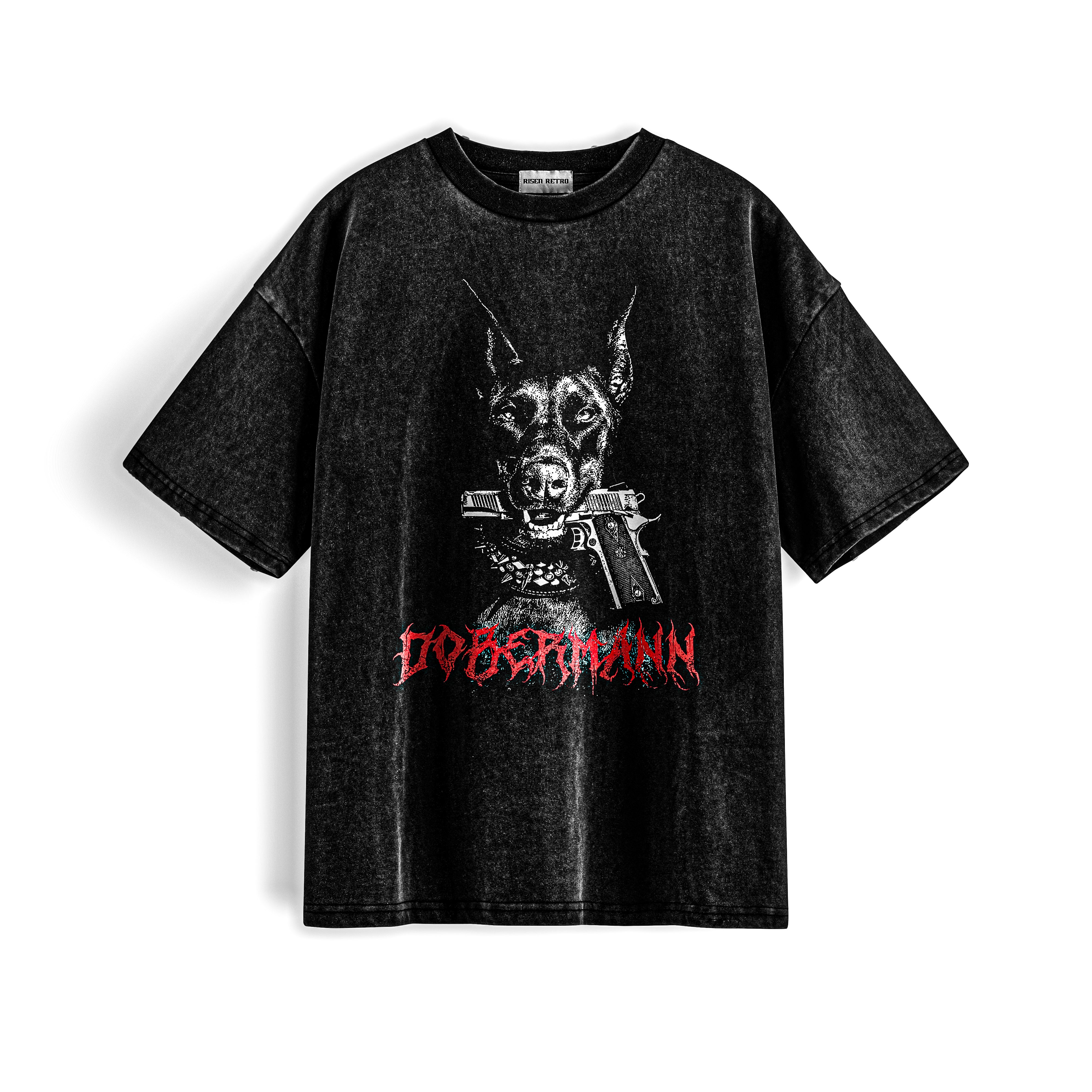 Dobermann X RisenRetro Snow Washed Oversized Cotton T-Shirt