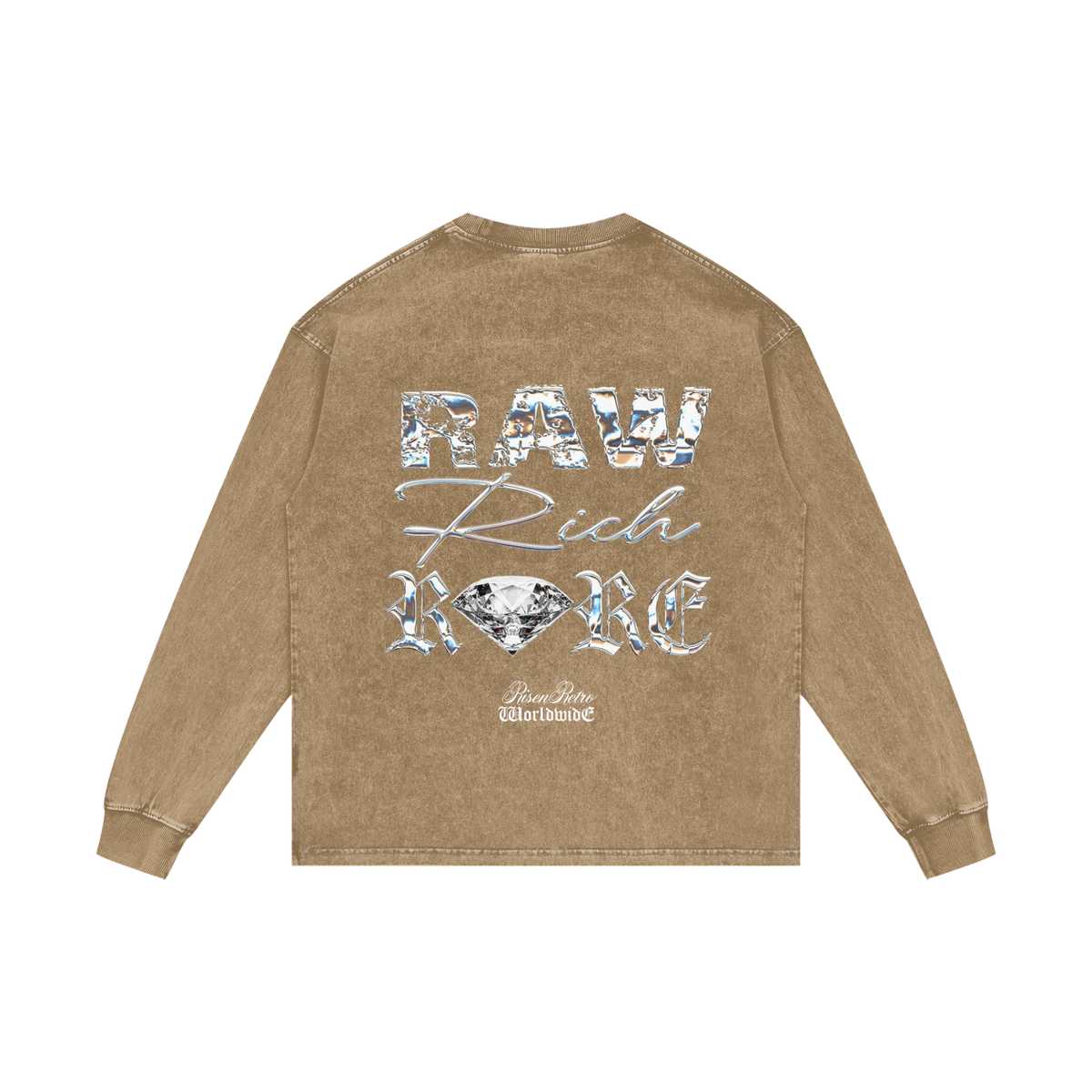 RAW RICH RARE  | RISENRETRO | Acid Wash Oversize Long Sleeve T-Shirt