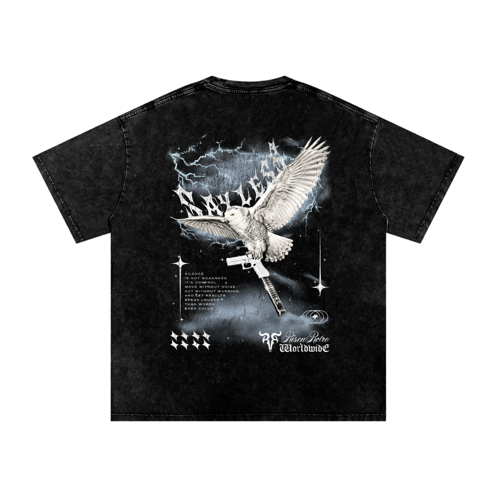 SAYLESS  X Risen Retro Snow Washed Oversized Cotton T-Shirt