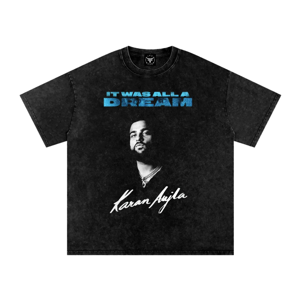 Karan Aujla Dream Tee v2 X RisenRetro Washed Oversized Cotton T-Shirt