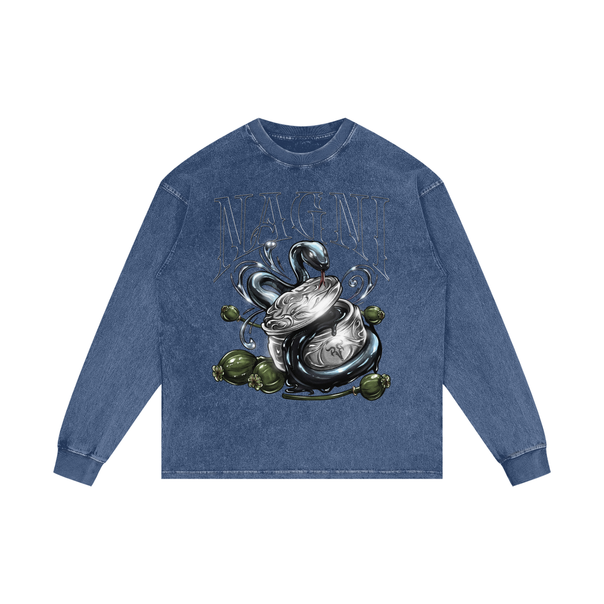 NAGNI | RISENRETRO | Acid Wash Oversize Long Sleeve T-Shirt