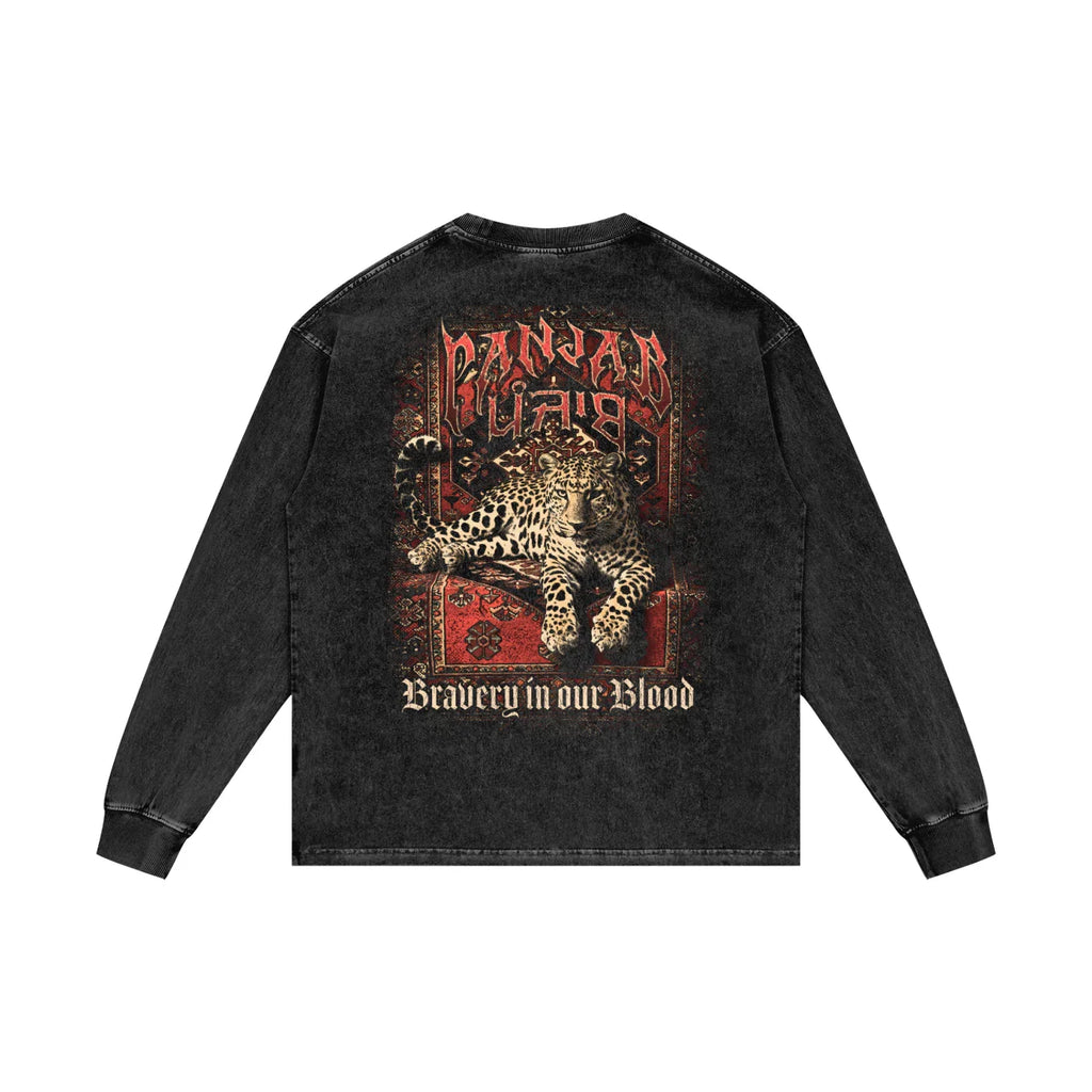 Panjab Bloodline X RisenRetro Acid Wash Oversize Long Sleeve T-Shirt