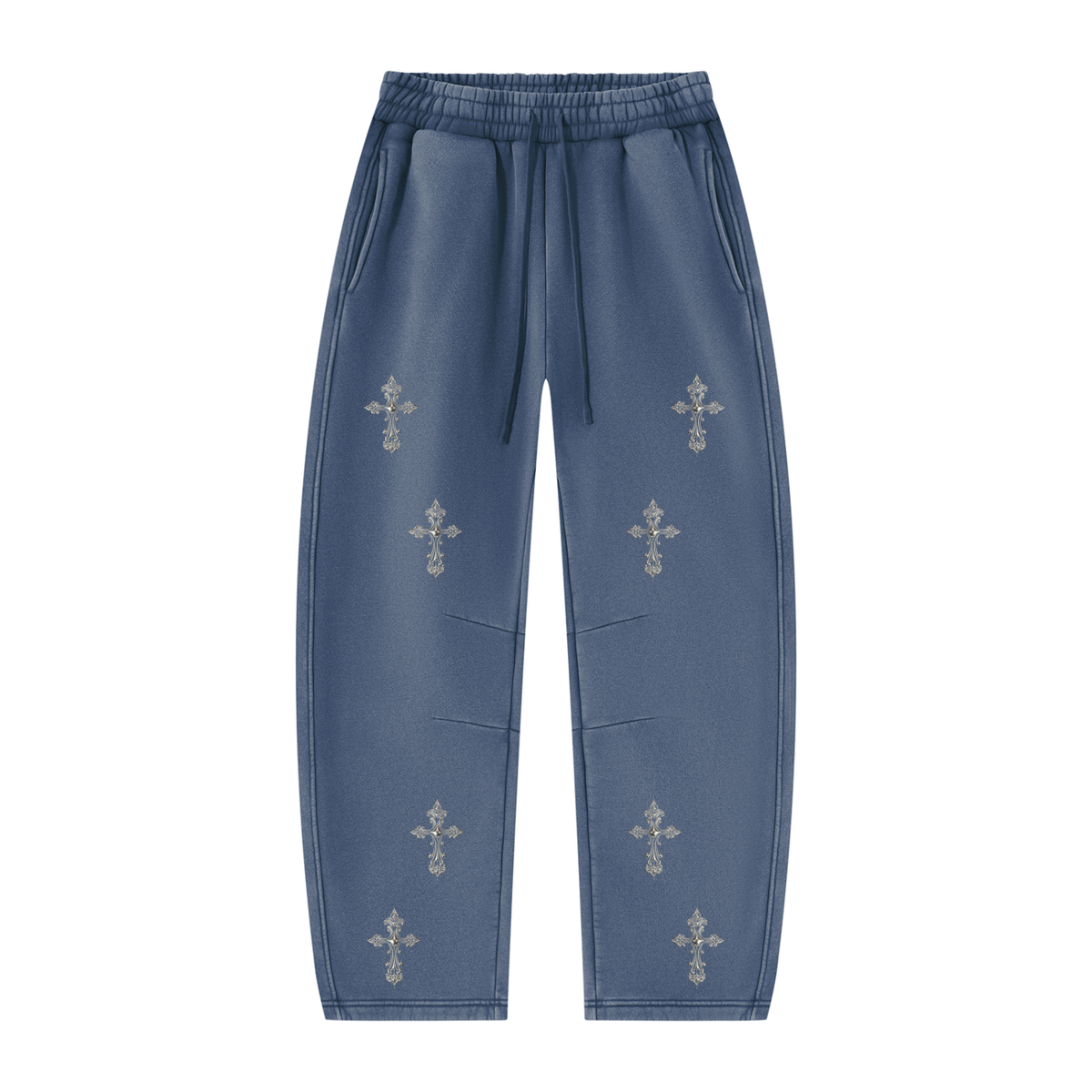 CHROME CROSS | RisenRetro | Unisex Vintage Wash Barrel Leg Fleece Sweatpants