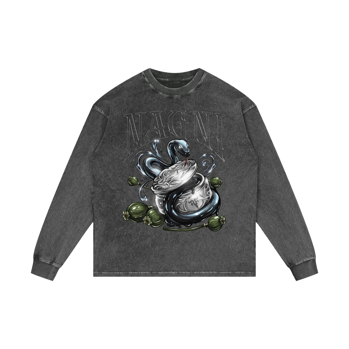 NAGNI | RISENRETRO | Acid Wash Oversize Long Sleeve T-Shirt