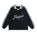 Panjab Legacy Contrast Striped Lapel Collar Sweatshirt