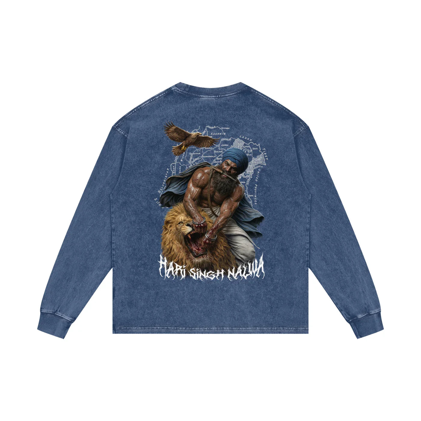 Sher-e-Punjab: Nalwa Acid Wash Oversize Long Sleeve T-Shirt