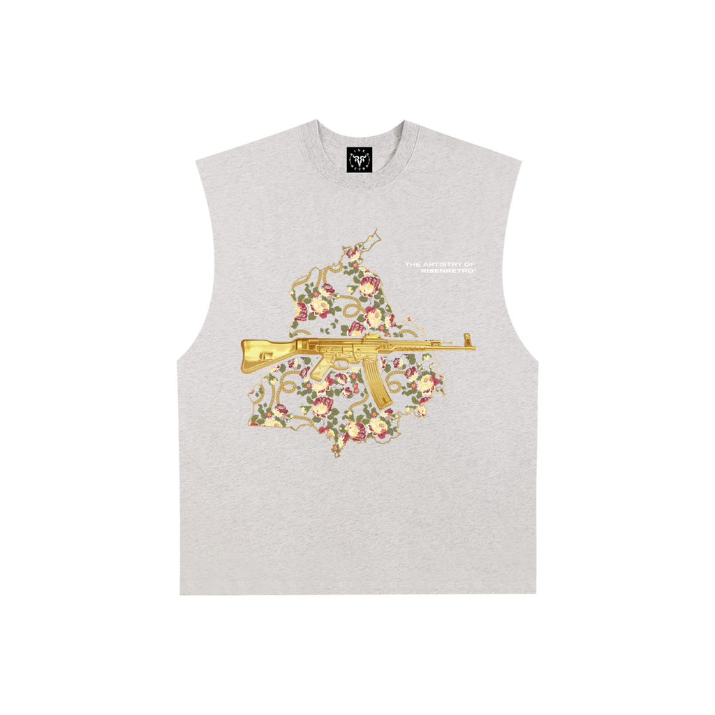 VINTAGE PANJAB V3 | RISENRETRO |Raw Edge Cotton Tank Top