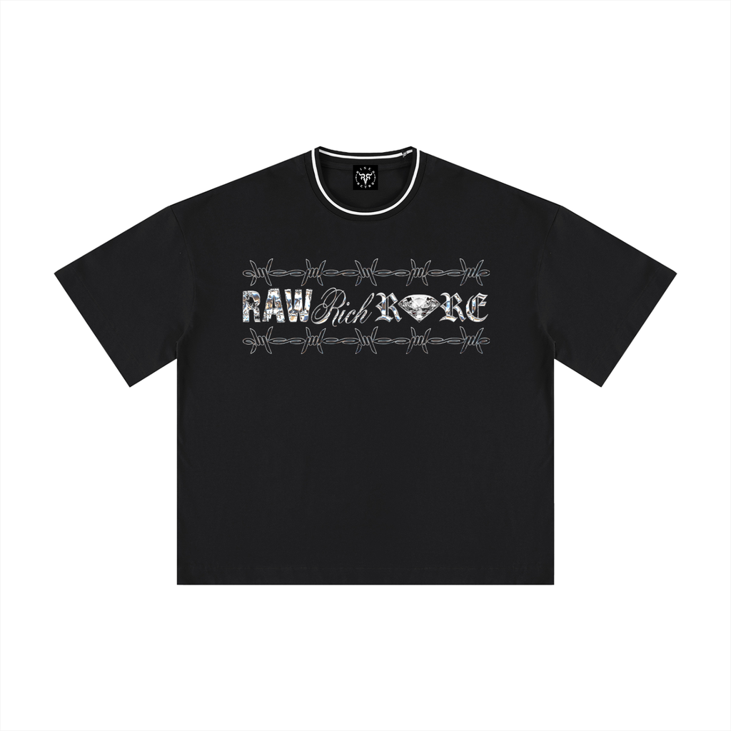 RAW RICH RARE X Risen Retro Unisex Boxy Ribbed T-Shirt