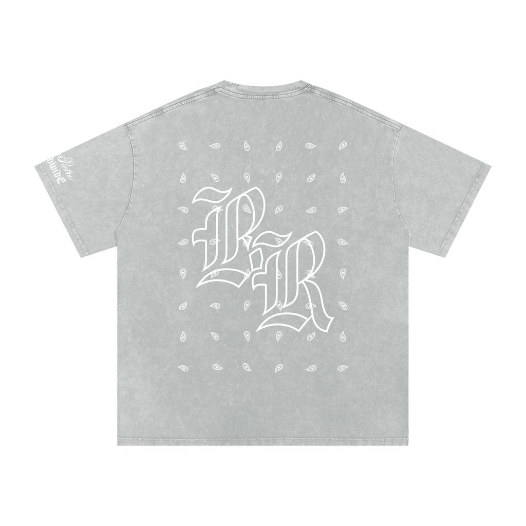 RISENRETRO PAISLEY Snow Washed Oversized Cotton T-Shirt