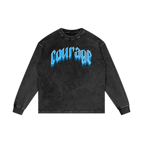 Courage Over Comfort X Risen Retro Acid Wash Oversize Long Sleeve T-Shirt