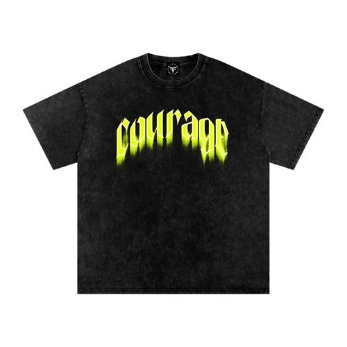 Courage Over Comfort Neon X Risen Retro Snow Washed Oversized Cotton T-Shirt
