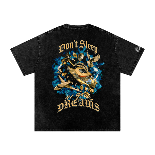 DON'T SLEEP ON YOUR DREAMS 2 x RISENRETRO Snow Washed Oversized Cotton T-Shirt