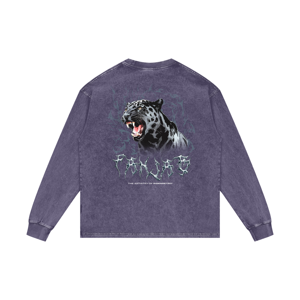 PANJAB Panther Y2K | RisenRetro | Acid Wash Oversize Long Sleeve T-Shirt