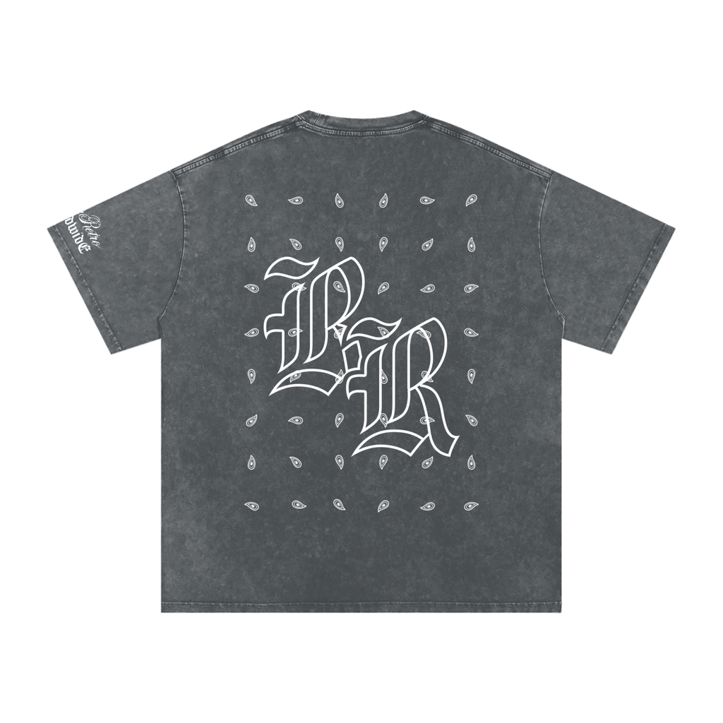 RISENRETRO PAISLEY Snow Washed Oversized Cotton T-Shirt