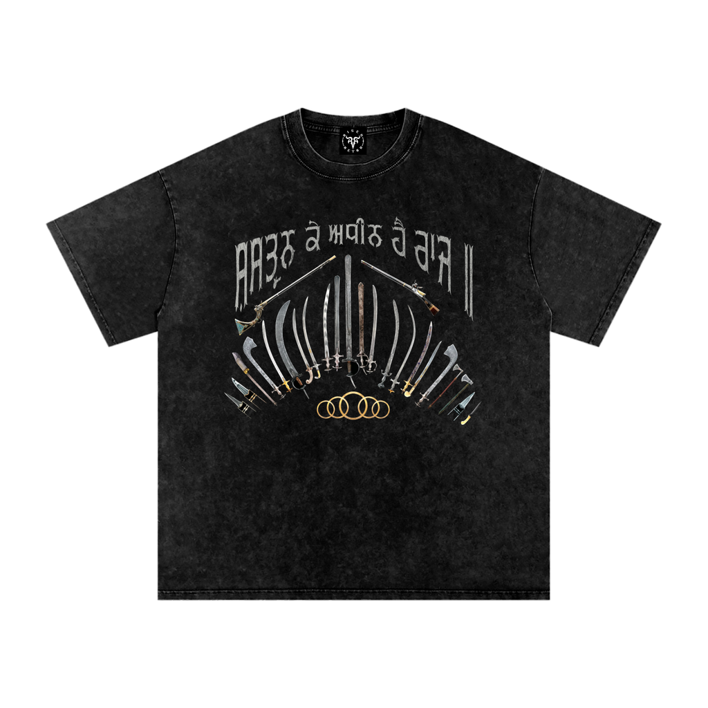 SIKH ARMORY X Risen Retro Snow Washed Oversized Cotton T-Shirt