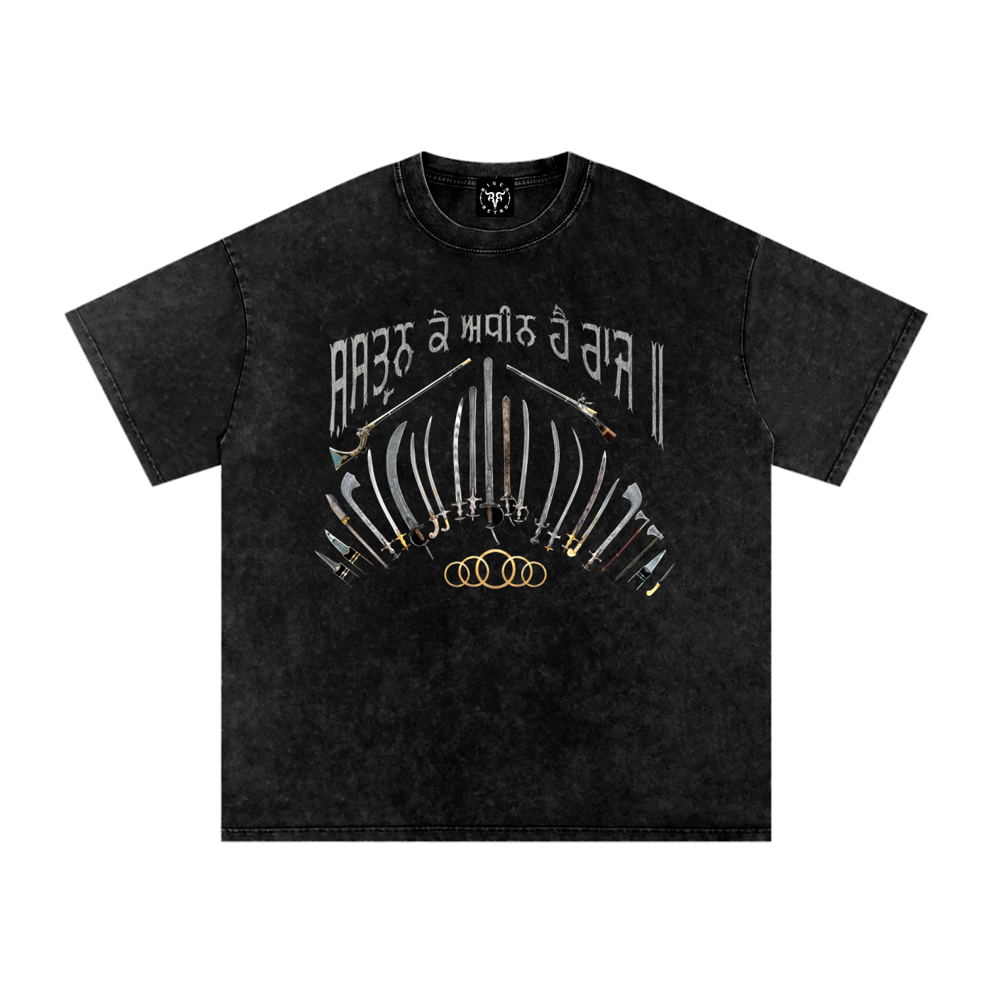 SIKH ARMORY X Risen Retro Snow Washed Oversized Cotton T-Shirt