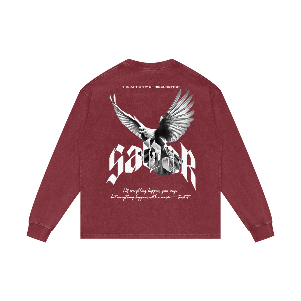 SABAR | RISENRETRO | Acid Wash Oversize Long Sleeve T-Shirt