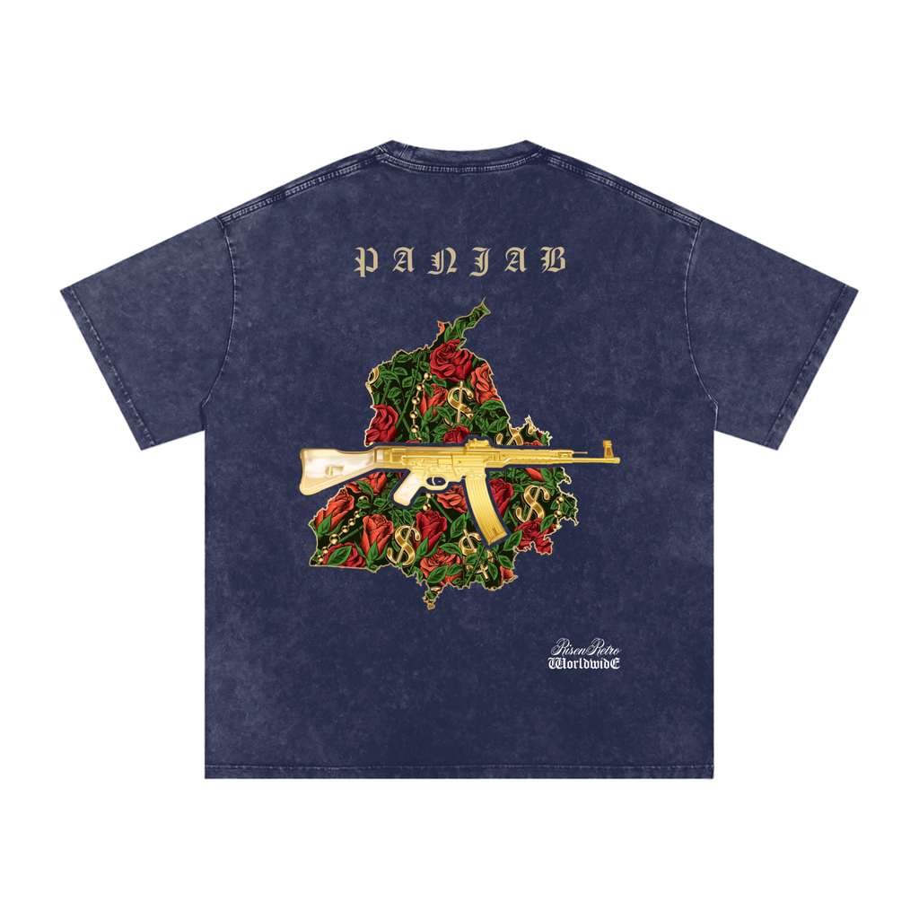 Vintage Panjab v4 X RisenRetro Snow Washed Oversized Cotton T-Shirt
