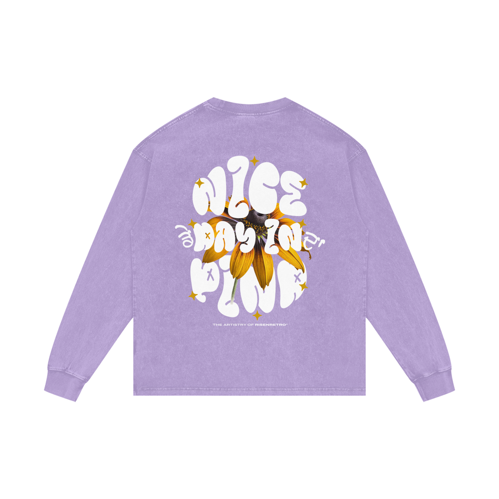 NICE DAY IN DA PIND | RISENRETRO | Acid Wash Oversize Long Sleeve T-Shirt