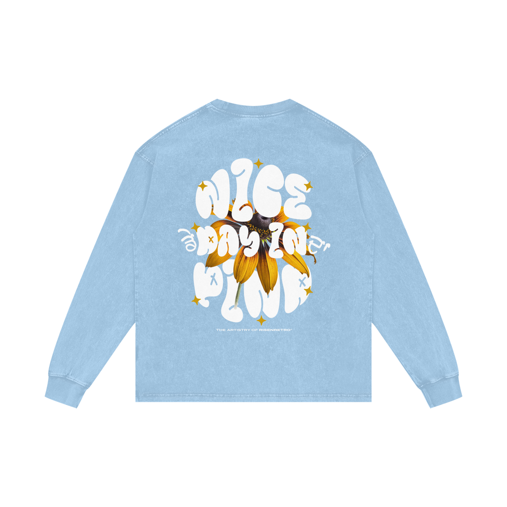 NICE DAY IN DA PIND | RISENRETRO | Acid Wash Oversize Long Sleeve T-Shirt