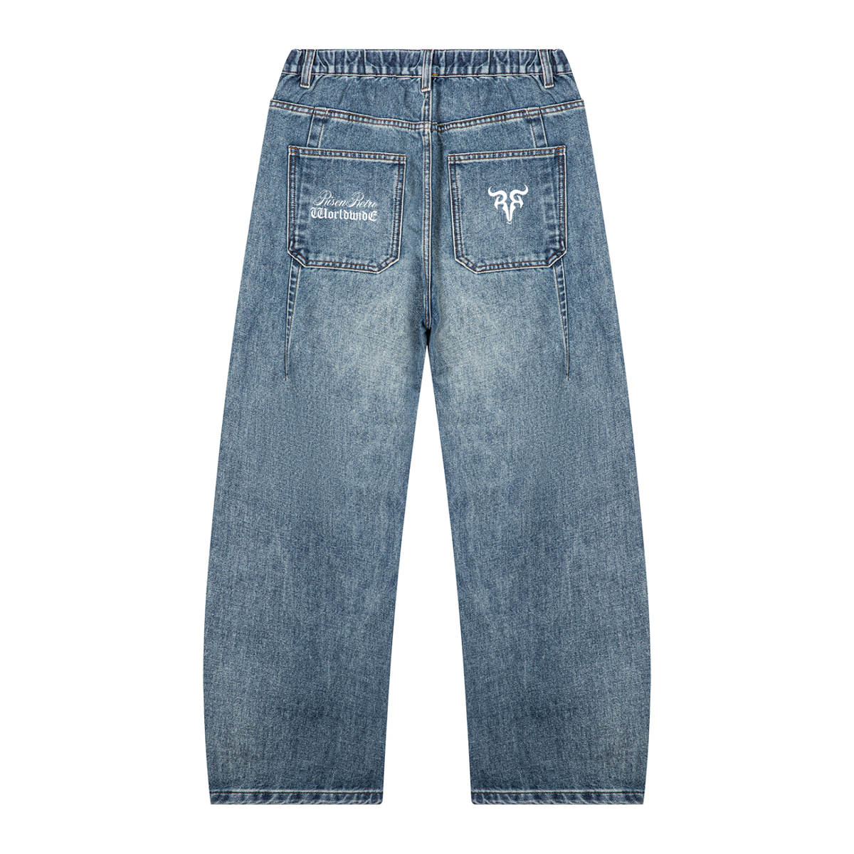 RISENRETRO | Unisex Vintage Wash Barrel Leg Denim Jeans