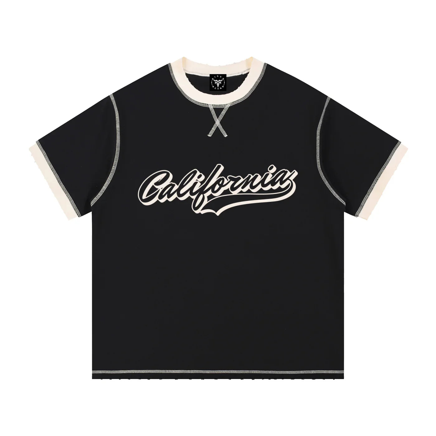 California X Risen Retro Contrast-Stitched Cotton T-Shirt