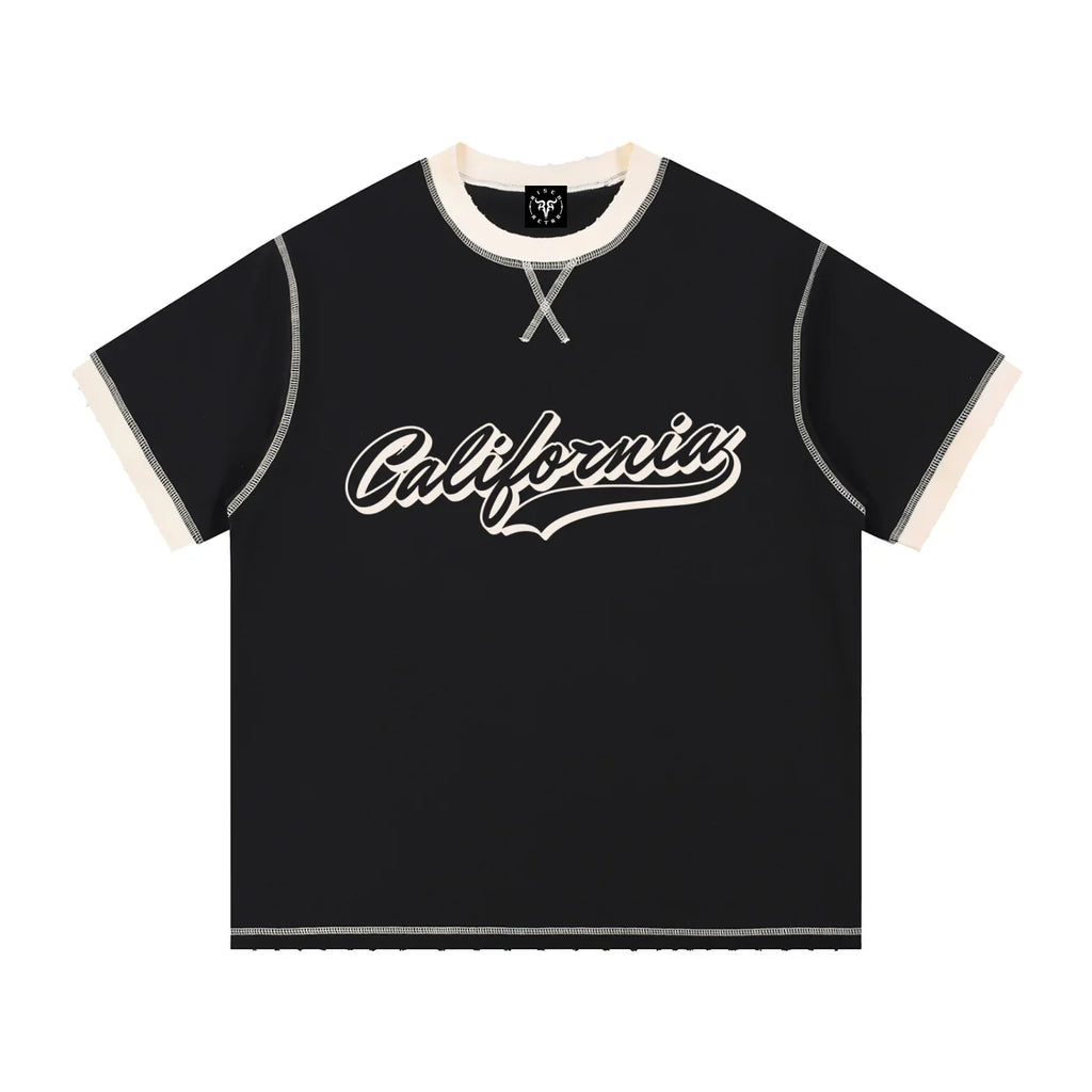 California X Risen Retro Contrast-Stitched Cotton T-Shirt
