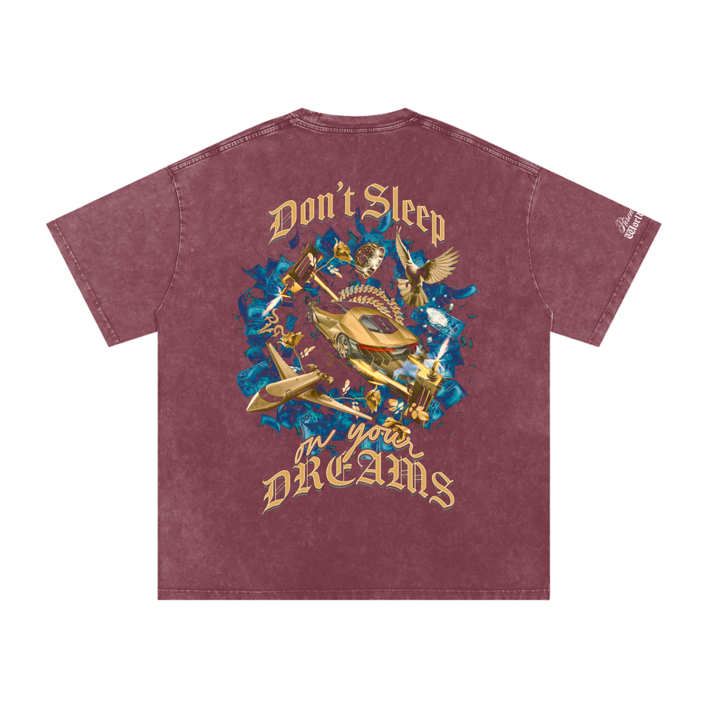 DON'T SLEEP ON YOUR DREAMS 2 x RISENRETRO Snow Washed Oversized Cotton T-Shirt