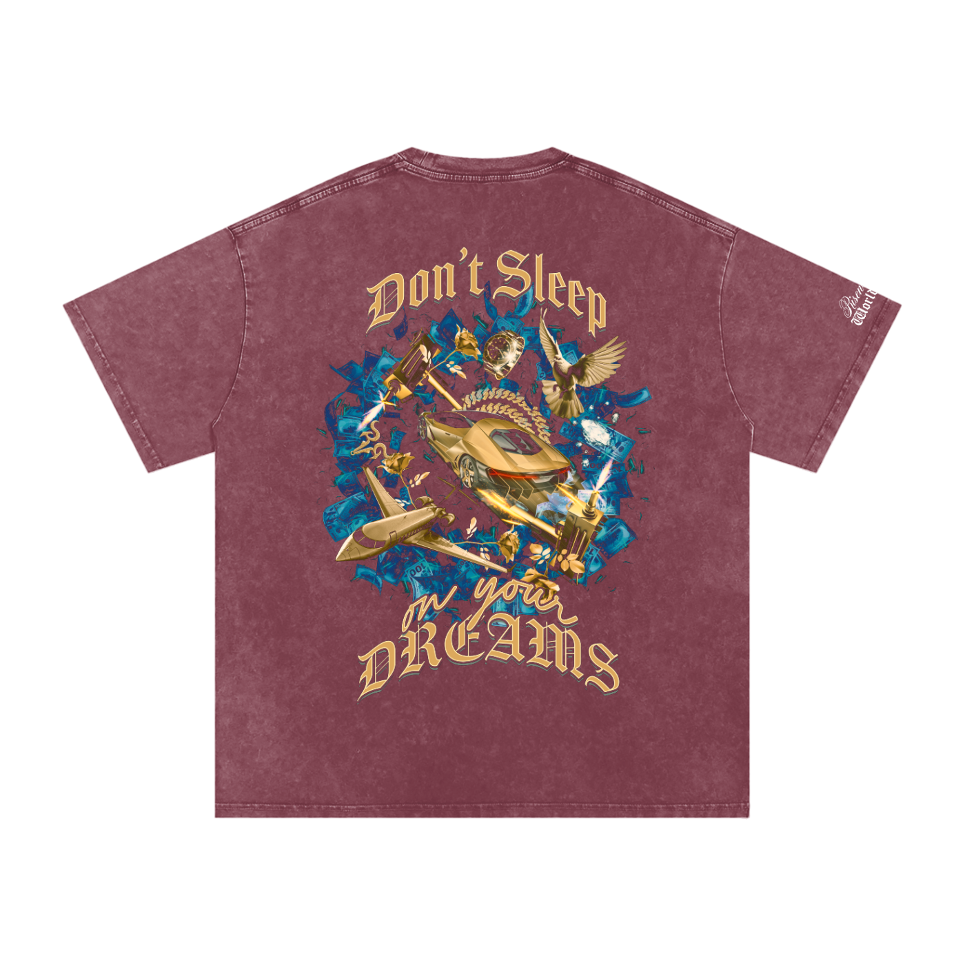 DON'T SLEEP ON YOUR DREAMS 2 x RISENRETRO Snow Washed Oversized Cotton T-Shirt