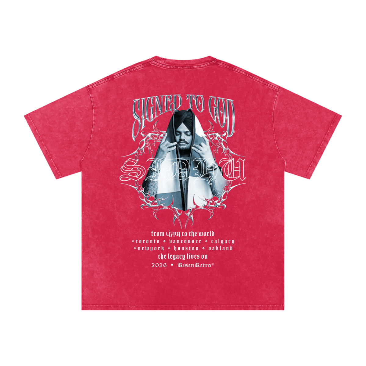 SIGNED TO GOD | SIDHU MOOSE WALA | Snow Washed Oversized Cotton T-Shirt | RISENRETRO
