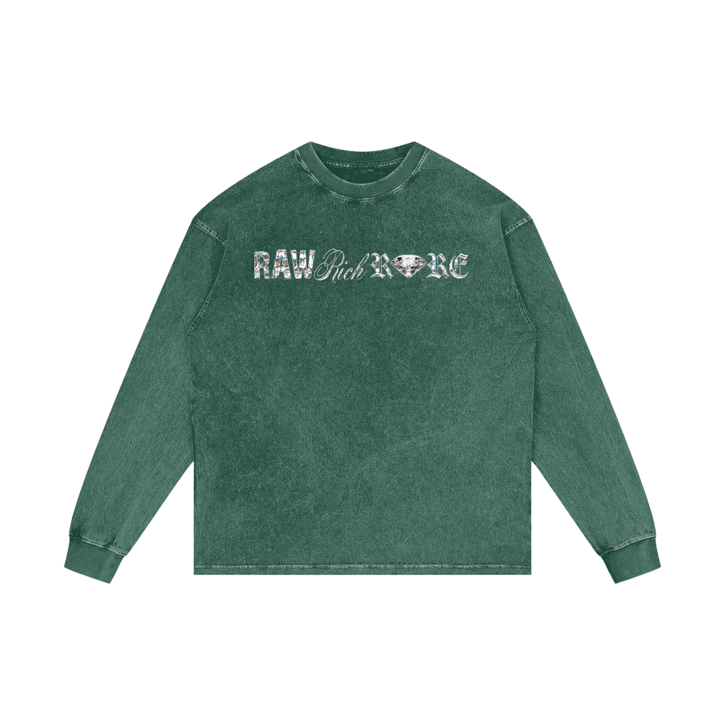 RAW RICH RARE  | RISENRETRO | Acid Wash Oversize Long Sleeve T-Shirt