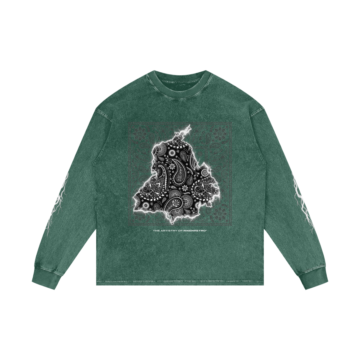 Panjab Bandana Flash V4 | RISENRETRO | Acid Wash Oversize Long Sleeve T-Shirt