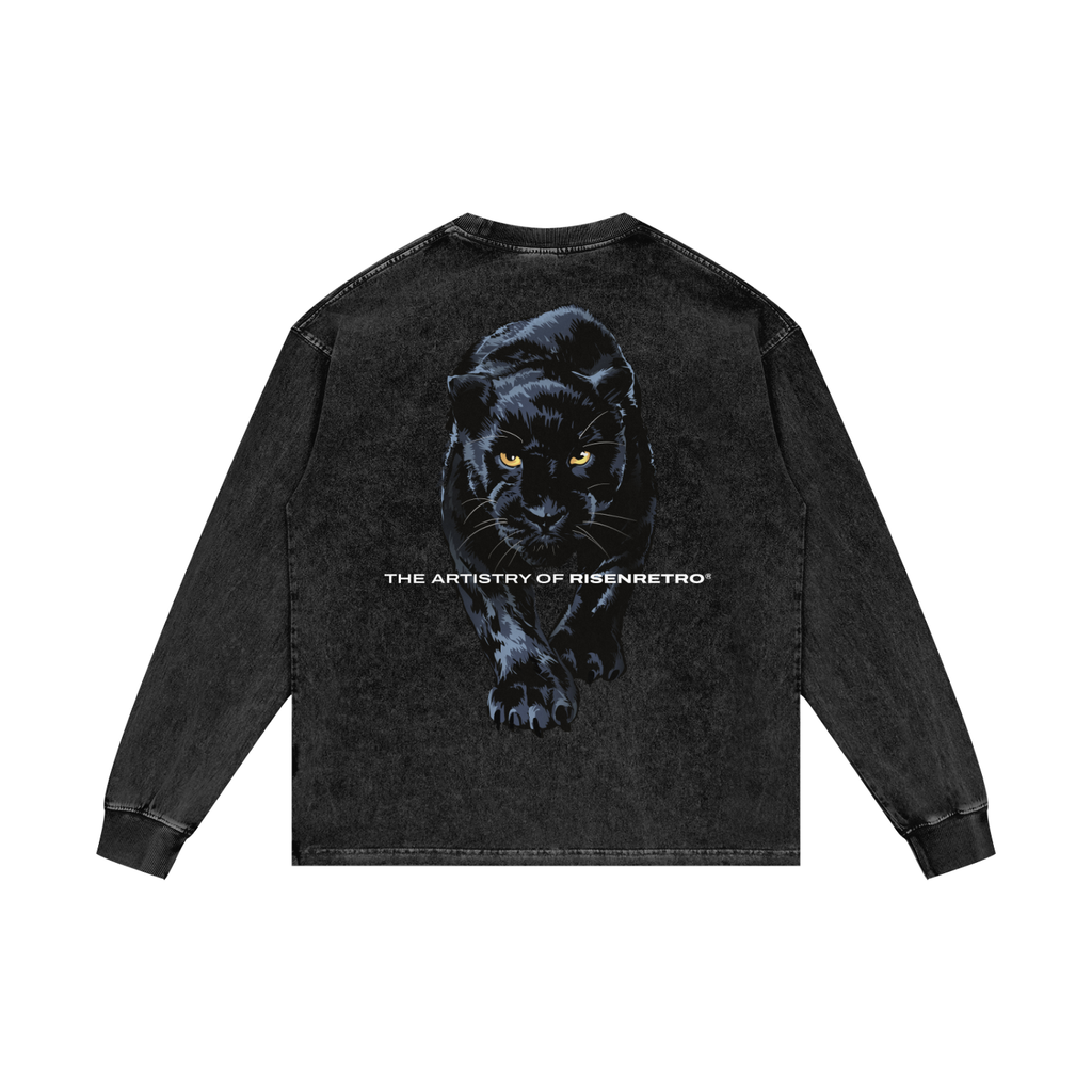 PANTHER PROWL | RisenRetro | Acid Wash Oversize Long Sleeve T-Shirt
