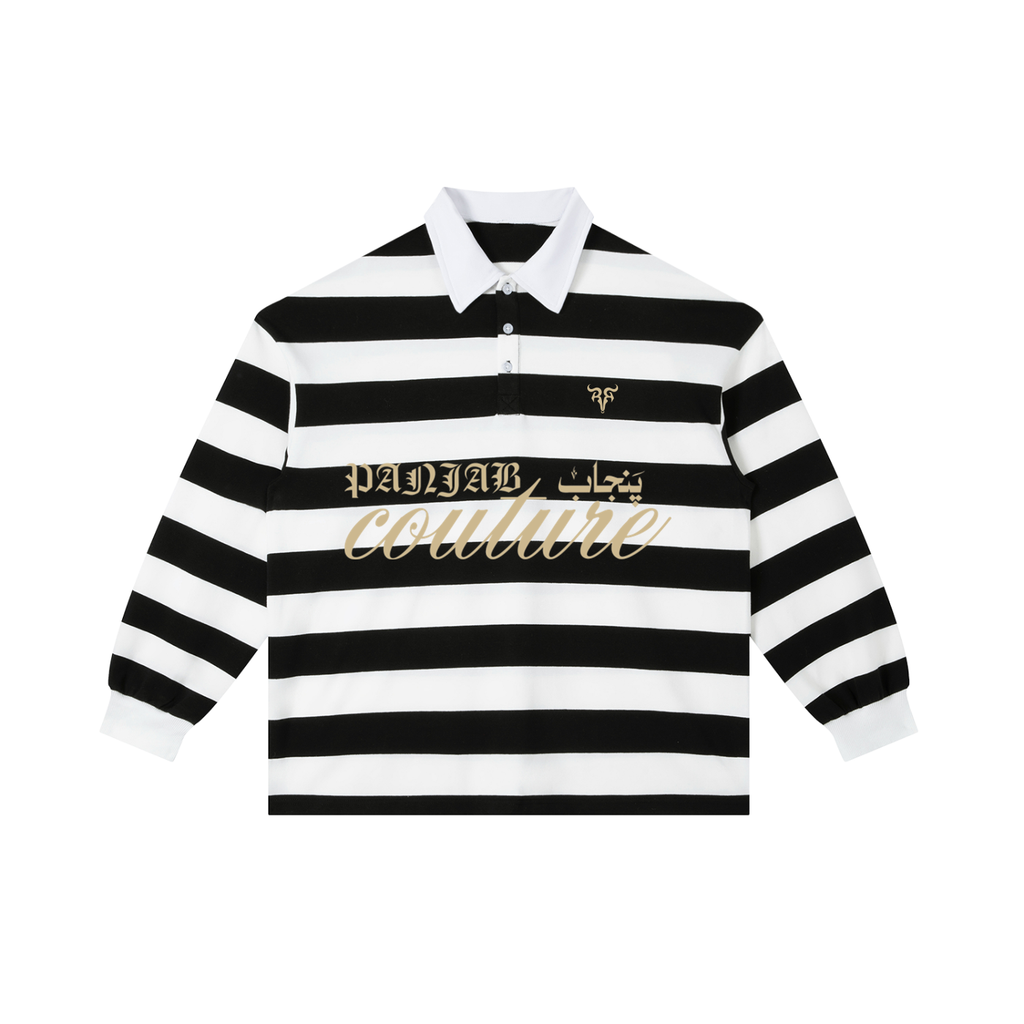 PANJAB COUTURE X RisenRetro Color Block Stripe Polo Shirt