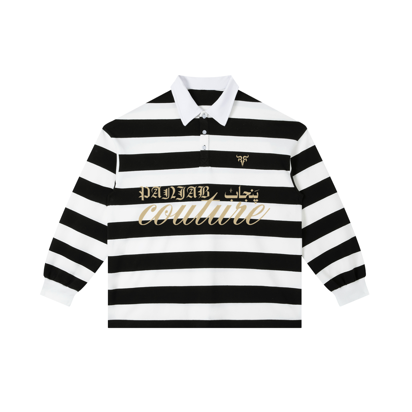 PANJAB COUTURE X RisenRetro Color Block Stripe Polo Shirt