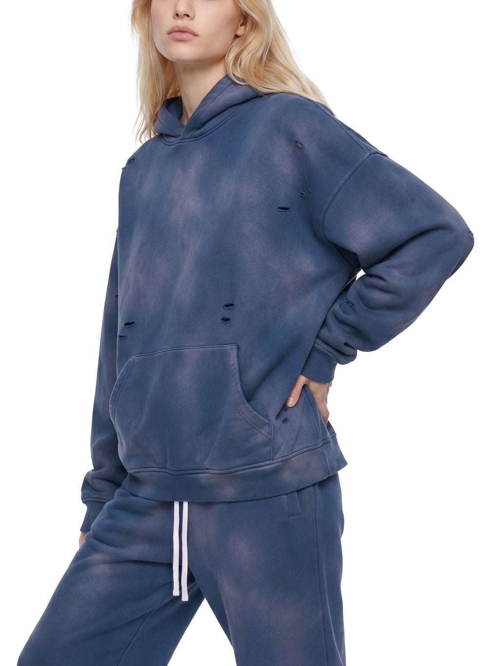 RISENRETRO X Unisex Sunfade Frayed Fleece tracksuit