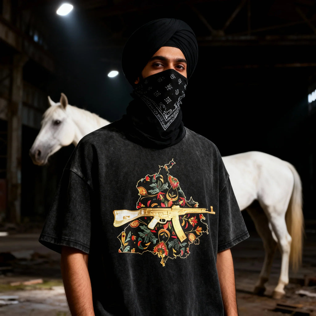 Vintage Panjab 47 X RisenRetro Snow Washed Oversized Cotton T-Shirt