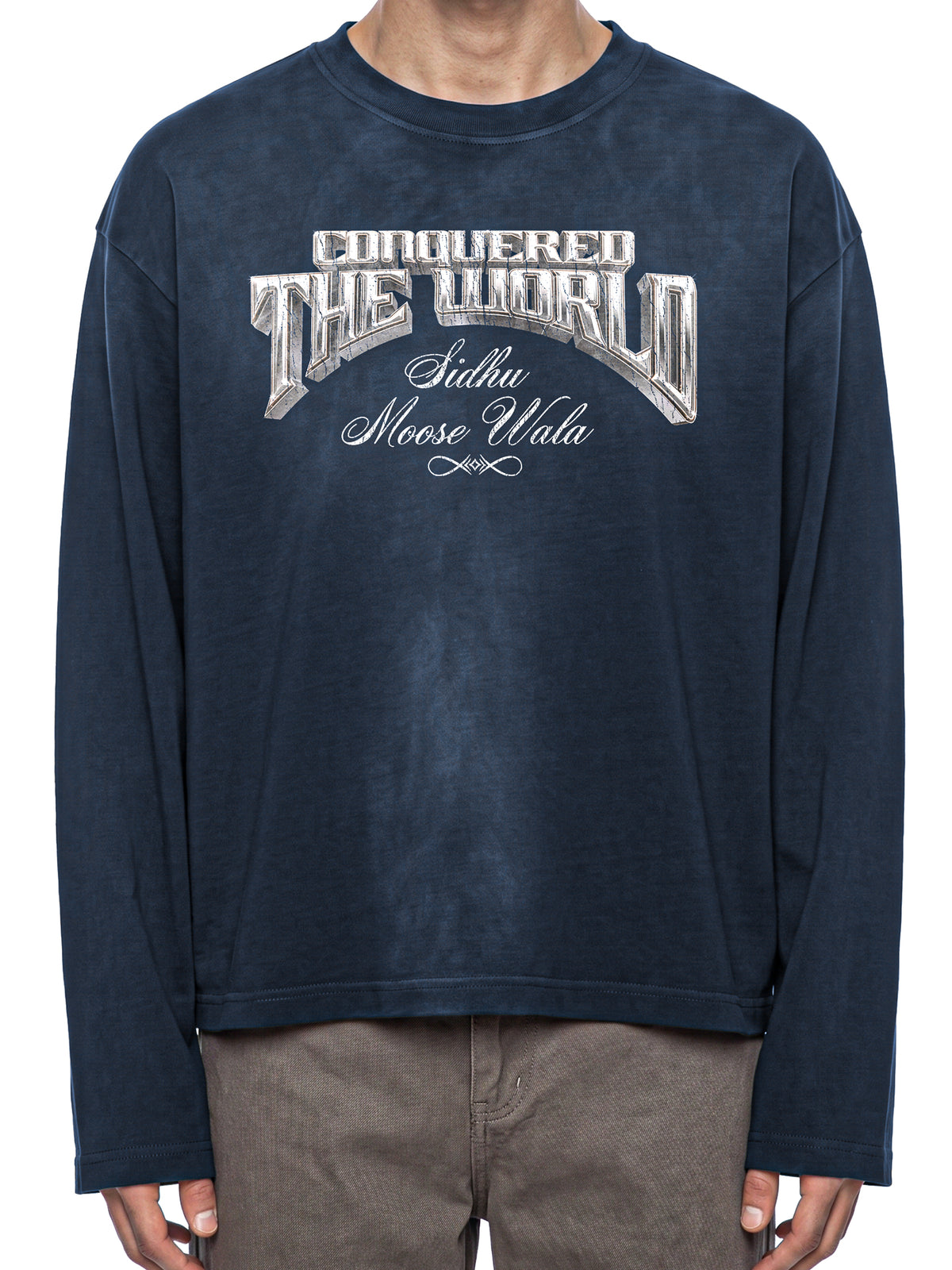 CONQUERED THE WORLD | Unisex Sunfade Boxy Long Sleeve T-Shirt | Sidhu Moose Wala